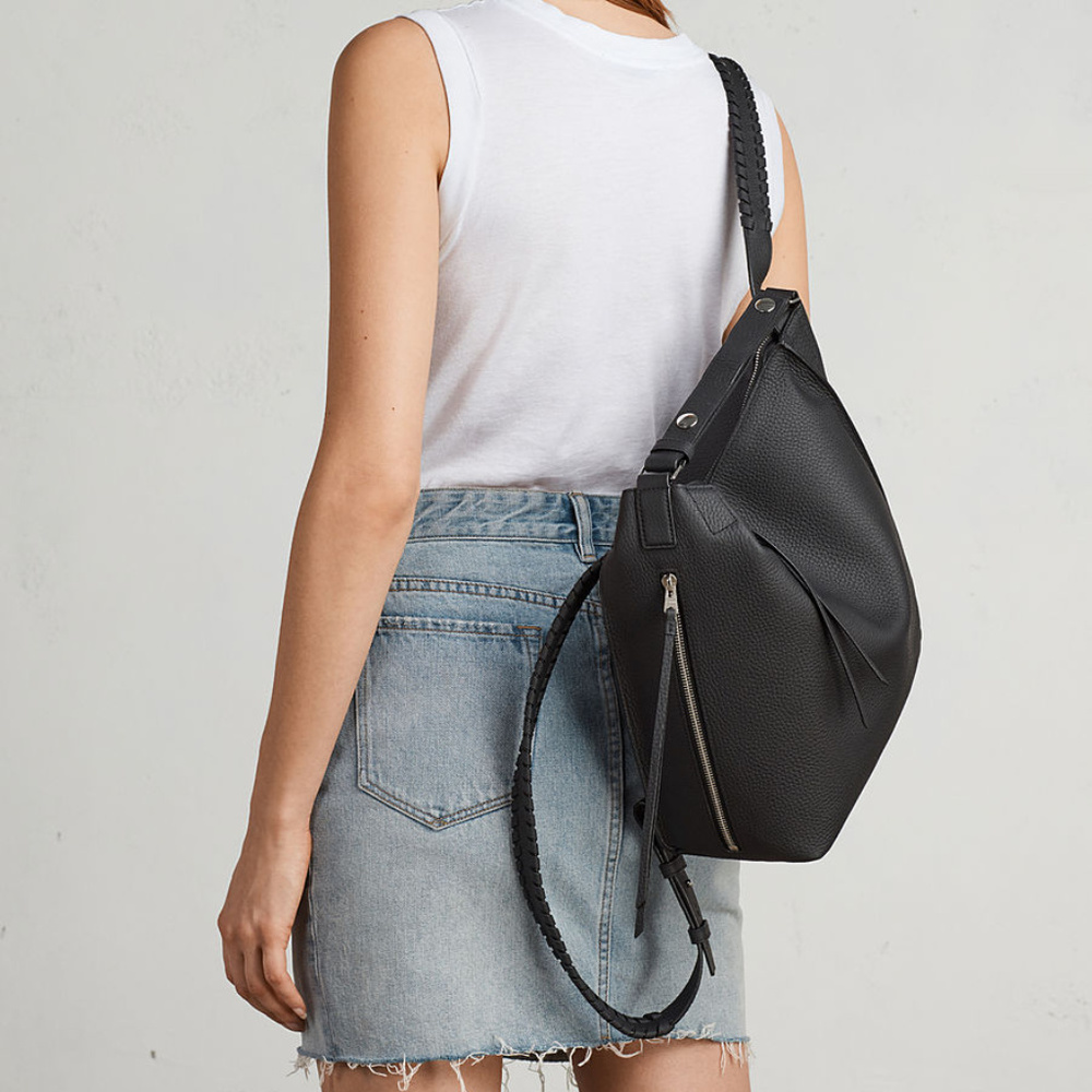 NWT All Saints Black Kita Lea Backpack - Picture 3 of 7